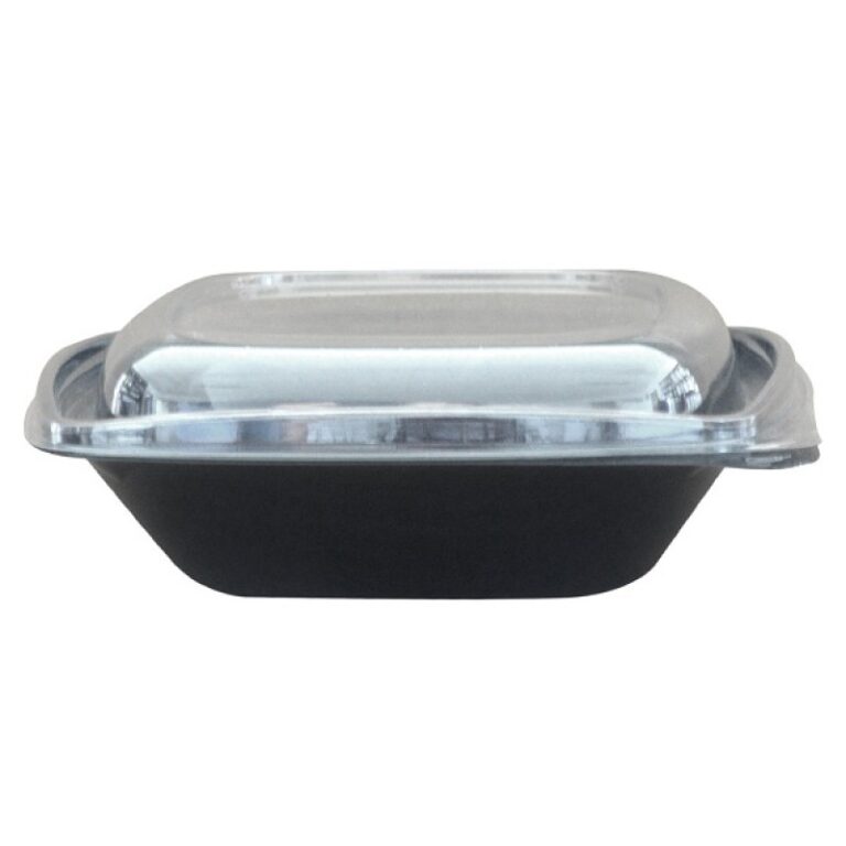 Bol patrat negru salata 750cc+capac transparent (L321S+L325)