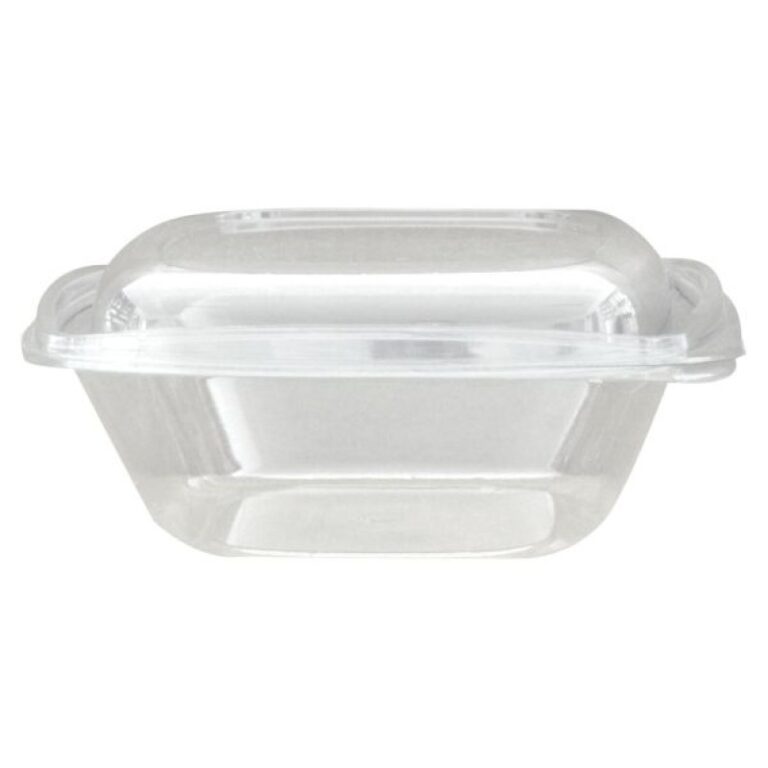 Bol patrat transparent salata 1000cc+capac transparent (L322+L325)