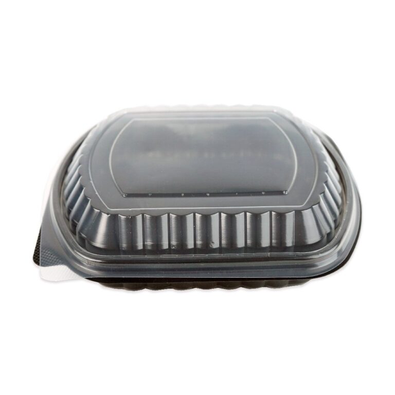 Caserola neagra meniu 1 compartiment + capac transparent
