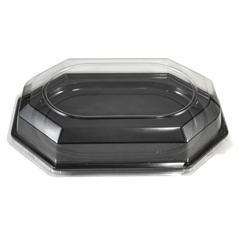 Platou negru catering 35cm+capac transparent